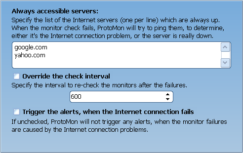 Monitoring settings